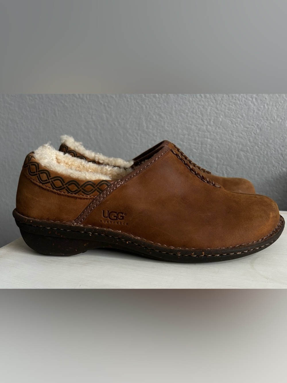 UGG Bettey slip on slipper clogs, dark brown, women’s size9.